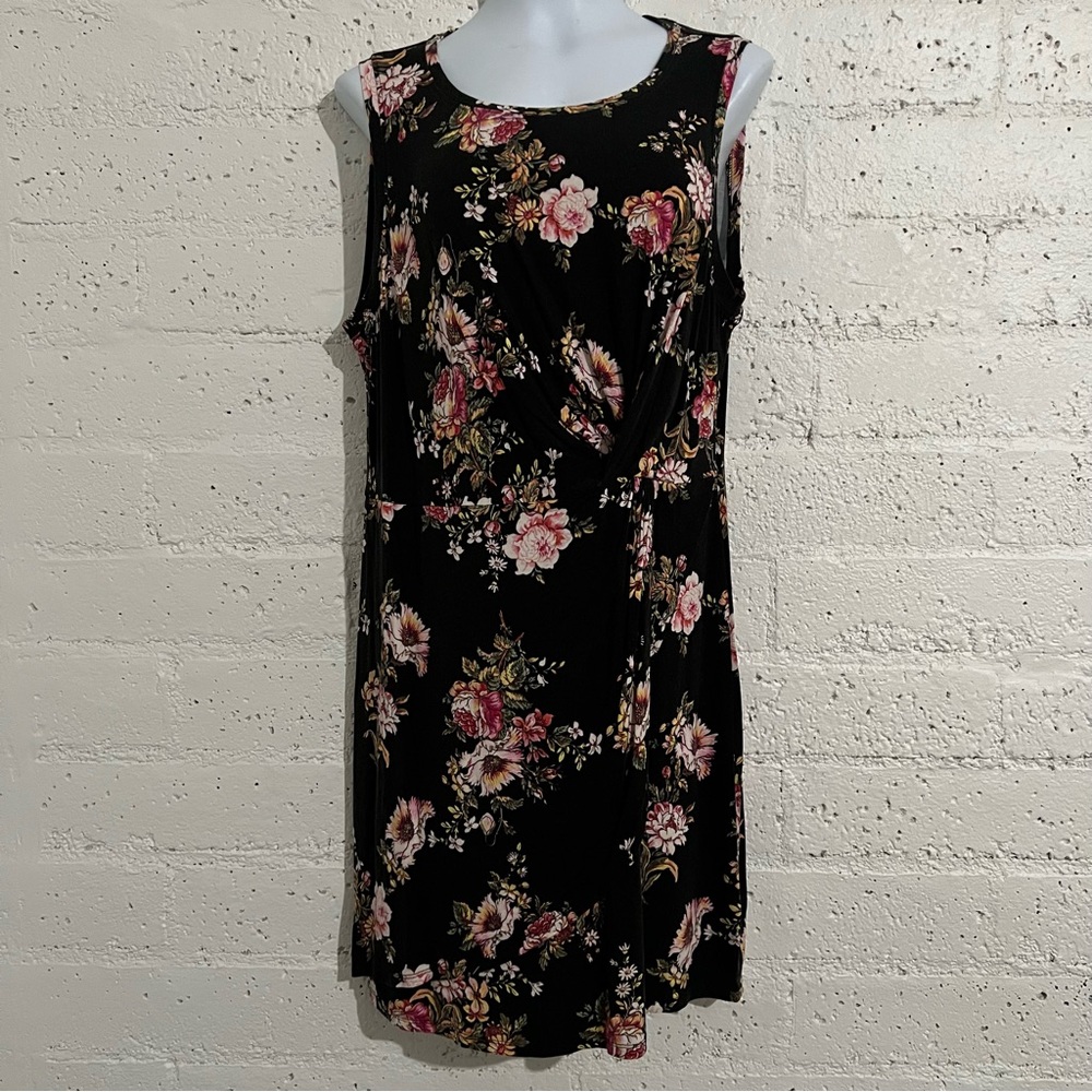 Love Fire Womens Dress XXL Black Floral Sleeveless Stretch Rayon Blend AB6
